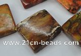 CSE155 22*22mm twisted diamond dyed natural sea sediment jasper beads