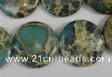 CSE5032 15.5 inches 22mm flat round natural sea sediment jasper beads