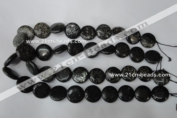 CSI87 15.5 inches 20mm flat round silver scale stone beads wholesale