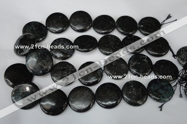 CSI89 15.5 inches 30mm flat round silver scale stone beads wholesale