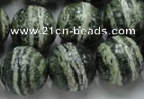 CSJ07 15.5 inches 16mm round green silver line jasper beads wholesale