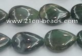 CSJ203 15.5 inches 15*20mm flat teardrop serpentine jade gemstone beads