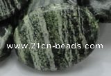 CSJ56 15.5 inches 30*40mm oval green silver line jasper beads