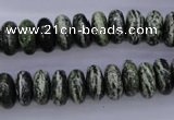 CSJ89 15.5 inches 6*12mm rondelle green silver line jasper beads