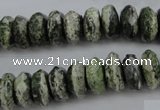 CSJ96 15.5 inches 6*12mm faceted rondelle green silver line jasper beads