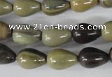 CSL104 15.5 inches 10*14mm teardrop silver leaf jasper beads wholesale