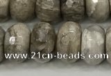 CSL133 15.5 inches 6*10mm faceted rondelle sliver leaf jasper beads
