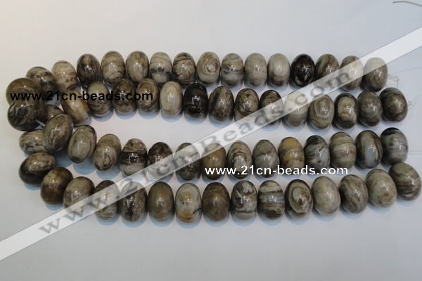 CSL20 15.5 inches 13*20mm rondelle silver leaf jasper beads wholesale