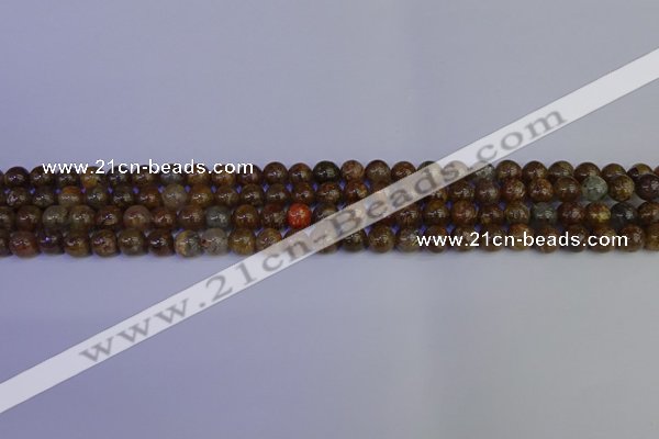 CSL220 15.5 inches 4mm round gold leaf jasper beads wholesale