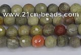 CSL230 15.5 inches 4mm faceted round silver leaf jasper beads