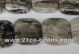 CSL55 15.5 inches 20*20mm square silver leaf jasper beads wholesale