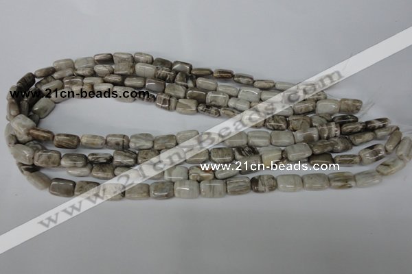 CSL65 15.5 inches 8*12mm rectangle silver leaf jasper beads wholesale