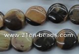 CSN22 15.5 inches 15mm flat round new snake skin jasper beads