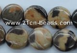 CSN23 15.5 inches 18mm flat round new snake skin jasper beads