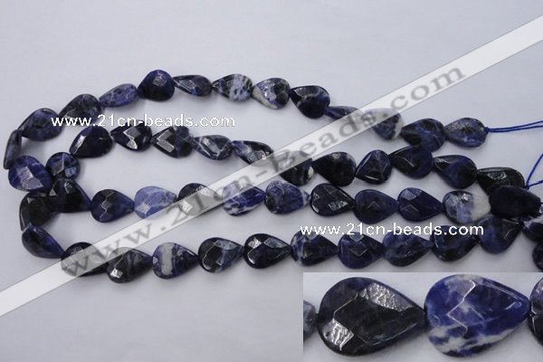 CSO385 15.5 inches 13*17mm faceted flat teardrop natural sodalite beads