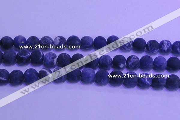 CSO458 15.5 inches 14mm round matte sodalite gemstone beads