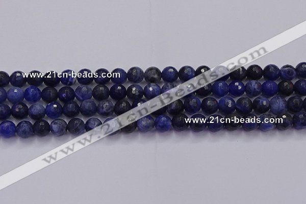 CSO602 15.5 inches 8mm faceted round sodalite gemstone beads