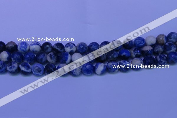 CSO624 15.5 inches 12mm faceted round AB grade sodalite beads
