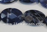 CSO68 15.5 inches 13*18mm faceted oval sodalite gemstone beads wholesale