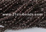 CSQ128 15.5 inches 3mm faceted round grade AA natural smoky quartz beads