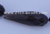 CSQ28 10*30mm faceted teardrop AB grade natural smoky quartz beads