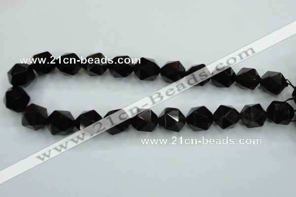 CSQ357 15.5 inches 18mm faceted nuggets smoky quartz beads