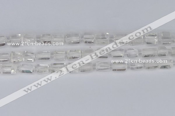 CTB730 15.5 inches 6*10mm - 8*12mm faceted tube white crystal beads