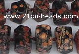 CTB761 6*10mm - 8*12mm faceted tube red snowflake obsidian beads