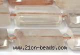 CTB916 13*25mm - 15*28mm faceted flat tube pink quartz beads