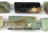 CTB921 13*25mm - 15*28mm faceted flat tube amazonite beads