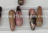 CTD100 Top drilled 8*24mm teardrop rhodonite gemstone beads