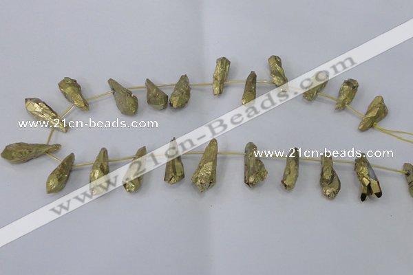 CTD1111 Top drilled 8*25mm - 10*30mm nuggets plated quartz beads