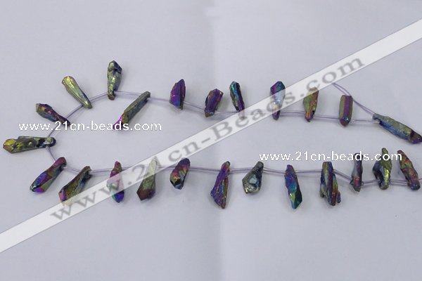 CTD1113 Top drilled 8*25mm - 10*30mm nuggets plated quartz beads