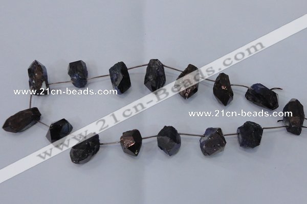 CTD1120 Top drilled 13*18mm - 18*25mm nuggets plated quartz beads