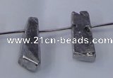 CTD1158 Top drilled 8*25mm - 10*35mm freeform plated quartz beads