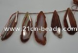 CTD1540 Top drilled 25*60mm - 35*65mm freeform agate slab beads