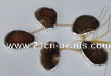 CTD1576 30*45mm - 35*50mm freeform agate beads with brass setting