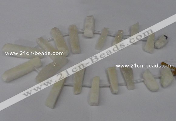 CTD1608 Top drilled 13*25mm - 15*45mm freeform plated druzy quartz beads