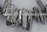 CTD1623 Top drilled 4*15mm - 6*35mm sticks plated quartz beads