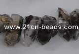 CTD1659 Top drilled 6*12mm - 15*25mm sticks green phantom quartz beads