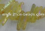 CTD1714 Top drilled 5*10mm - 6*30mm sticks plated white crystal beads