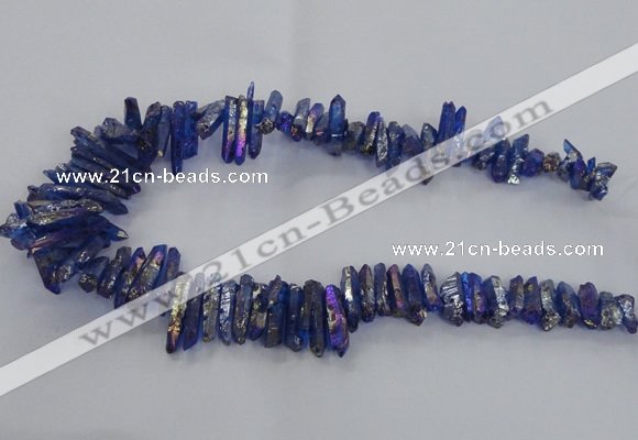 CTD1719 Top drilled 5*10mm - 6*30mm sticks plated white crystal beads