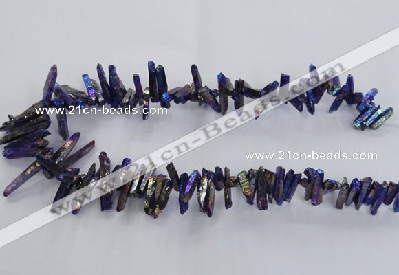 CTD1721 Top drilled 5*10mm - 6*30mm sticks plated white crystal beads