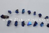 CTD1937 Top drilled 12*20mm - 25*35mm nuggets plated amethyst beads