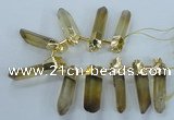 CTD1969 Top drilled 10*50mm - 15*60mm sticks lemon quartz beads