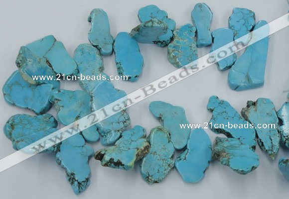 CTD2012 Top drilled 20*25mm - 30*35mm freeform turquoise beads
