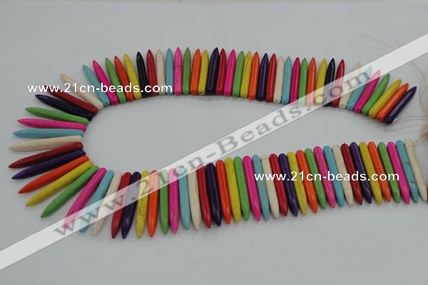 CTD2030 Top drilled 5*40mm - 5*45mm sticks turquoise beads