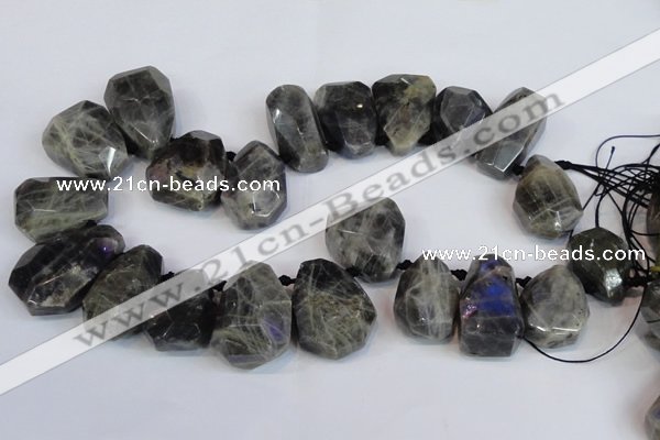 CTD2104 Top drilled 25*30mm - 28*40mm faceted nuggets labradorite beads