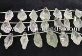 CTD2305 Top drilled 15*20mm - 25*40mm faceted nuggets green quartz beads