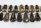 CTD2365 Top drilled 16*18mm - 20*30mm faceted freeform tiger eye beads